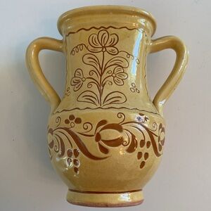 Vintage Pottery Sm Double Handled Vase Made By Lajos Veres from Mezotur Hungary